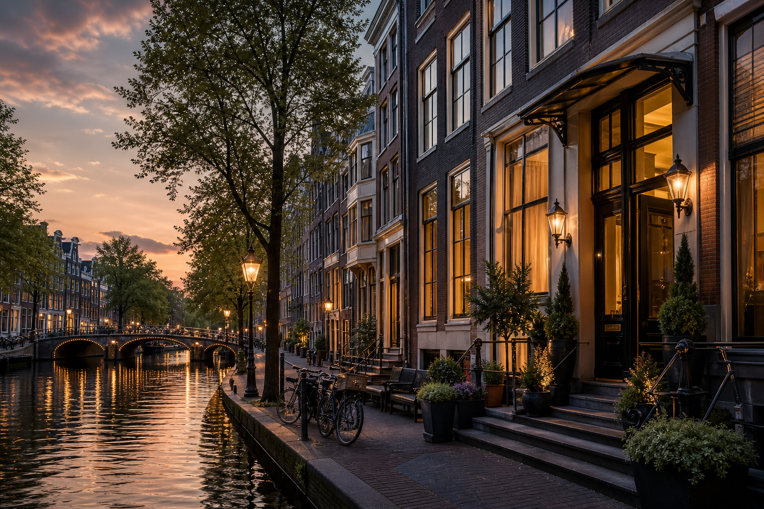 Private Amsterdam apartment exterior by a canal